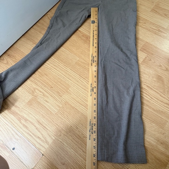 Aritzia Babaton Numero Mid-Rise Slim-Fit Trouser Pants Houndstooth Brown Black 2 - Picture 9 of 10